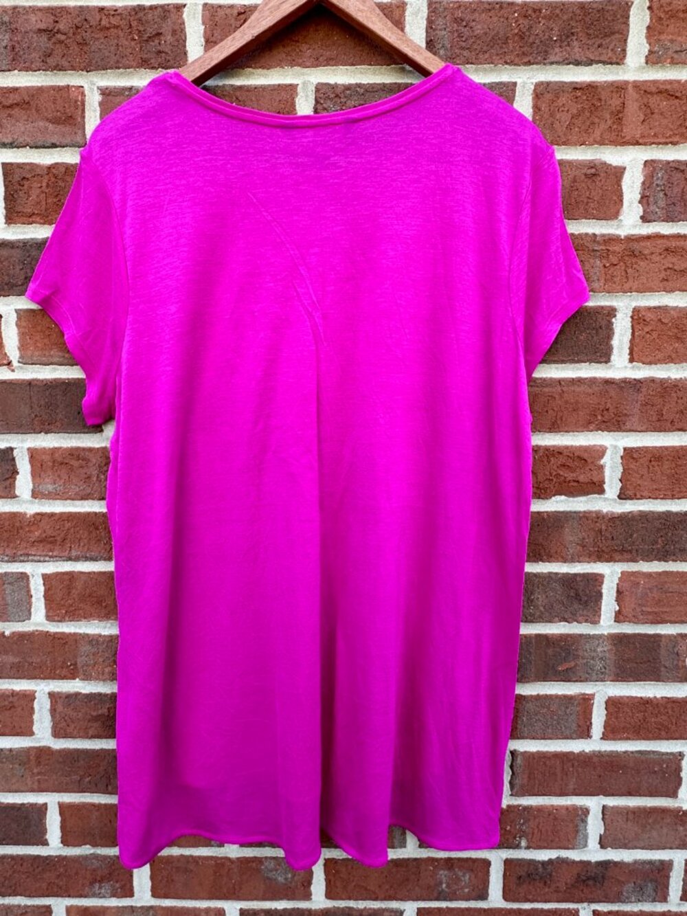 Lauren Ralph Lauren Tunic Tee Womens Size 1X Bright Pink Lightweight Side Slits - Picture 2 of 8